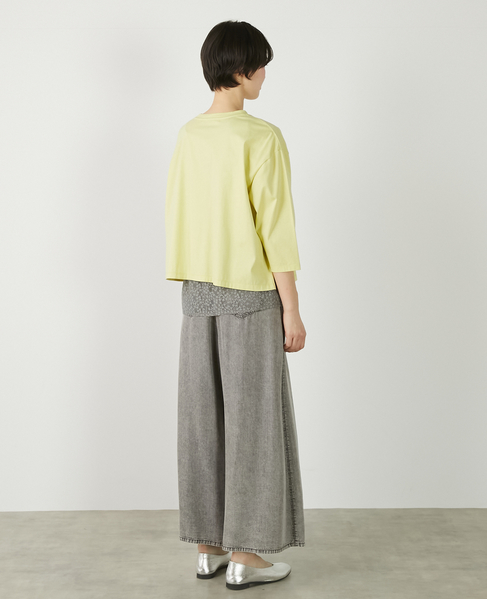 【コットン天竺BONJOURロゴプリントTシャツ】 詳細画像 イエロー 7