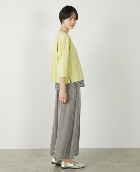 【コットン天竺BONJOURロゴプリントTシャツ】 詳細画像 イエロー 8