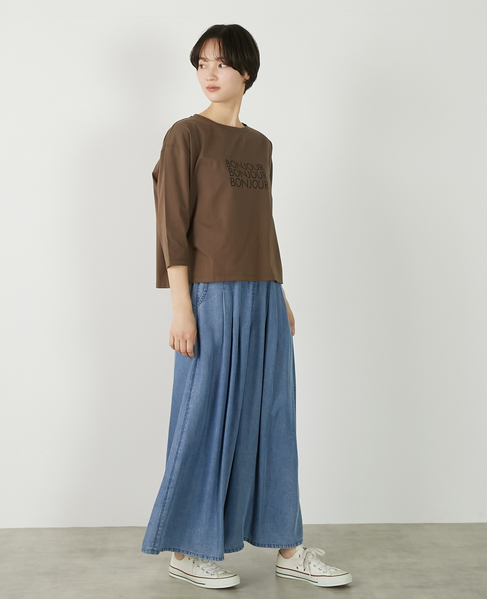 【コットン天竺BONJOURロゴプリントTシャツ】 詳細画像 ブラウン 10