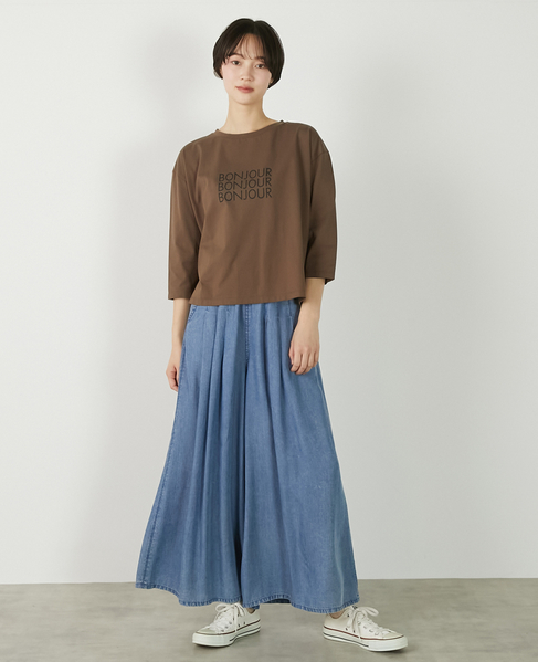 【コットン天竺BONJOURロゴプリントTシャツ】 詳細画像 ブラウン 11