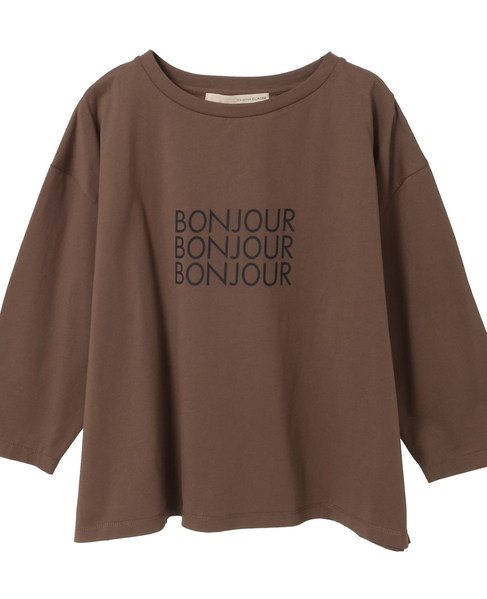 【コットン天竺BONJOURロゴプリントTシャツ】 詳細画像 ブラウン 12