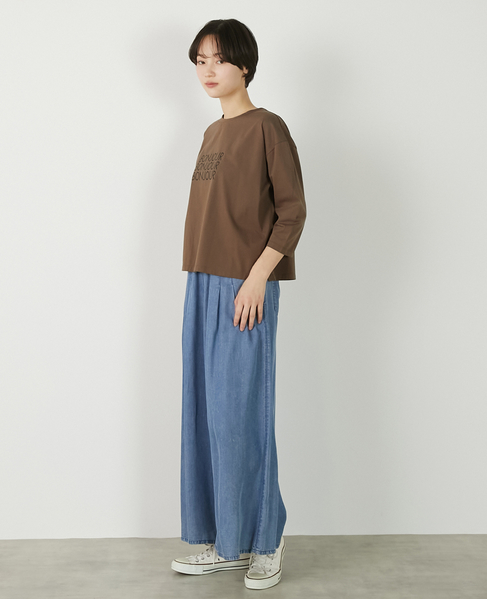 【コットン天竺BONJOURロゴプリントTシャツ】 詳細画像 ブラウン 4