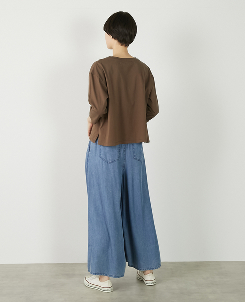 【コットン天竺BONJOURロゴプリントTシャツ】 詳細画像 ブラウン 7