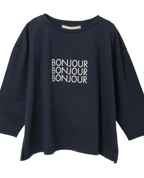 【コットン天竺BONJOURロゴプリントTシャツ】 詳細画像 ダークネイビー 10