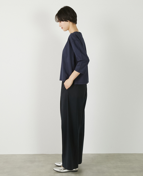 【コットン天竺BONJOURロゴプリントTシャツ】 詳細画像 ダークネイビー 5