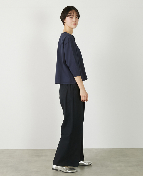 【コットン天竺BONJOURロゴプリントTシャツ】 詳細画像 ダークネイビー 7