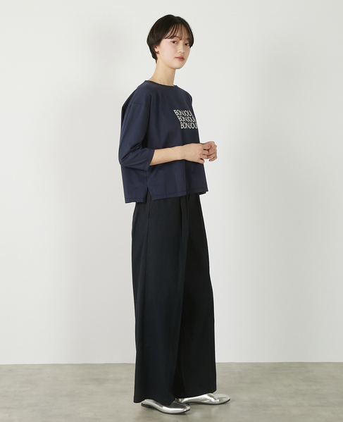 【コットン天竺BONJOURロゴプリントTシャツ】 詳細画像 ダークネイビー 8