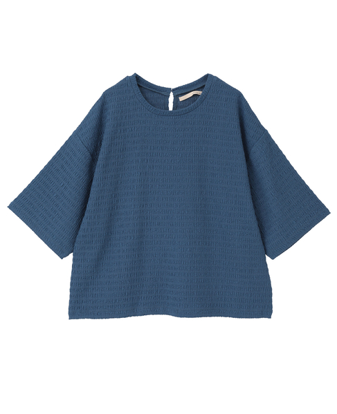 【ふくれ地柄ドルマンカットプルオーバー】 詳細画像 ブルー 1