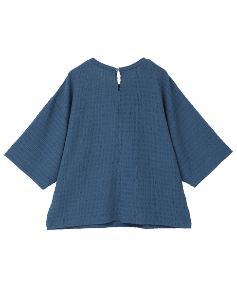 【ふくれ地柄ドルマンカットプルオーバー】 詳細画像 ブルー 2