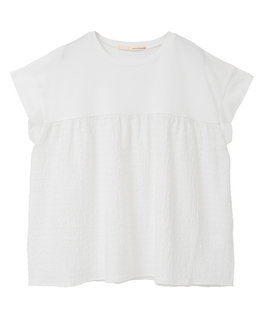 【天竺切り替えふくれ地柄プルオーバー】