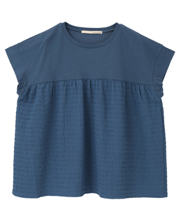 【天竺切り替えふくれ地柄プルオーバー】