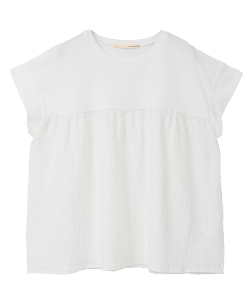 【天竺切り替えふくれ地柄プルオーバー】 詳細画像 オフホワイト 1