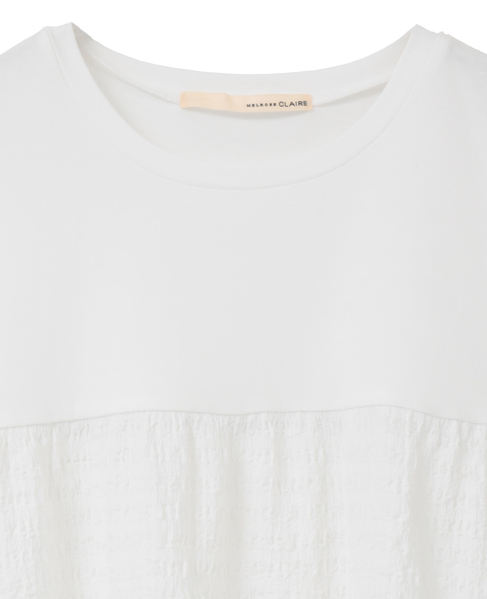 【天竺切り替えふくれ地柄プルオーバー】 詳細画像 オフホワイト 3