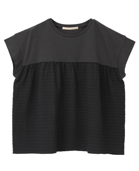 【天竺切り替えふくれ地柄プルオーバー】 詳細画像 チャコールグレー 1