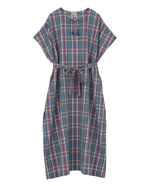 【INDIA INDUSTRY/インディア インダストリー】カフタンワンピース 詳細画像 ブルー系その他 1