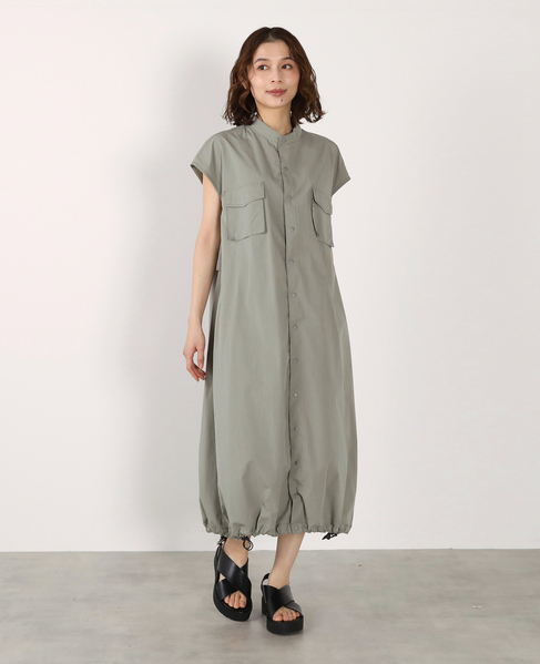 《別注》【RUSSELL ATHLETIC/ラッセルアスレチック】ドロストシャツワンピース 詳細画像 カーキ 1