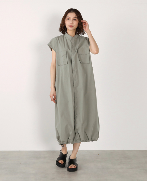 《別注》【RUSSELL ATHLETIC/ラッセルアスレチック】ドロストシャツワンピース 詳細画像 カーキ 10