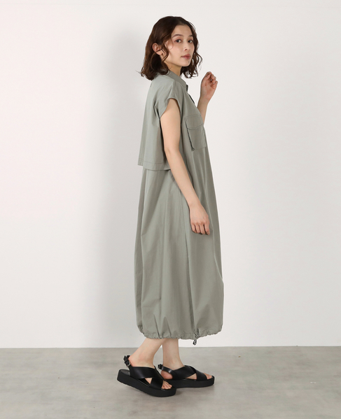 《別注》【RUSSELL ATHLETIC/ラッセルアスレチック】ドロストシャツワンピース 詳細画像 カーキ 8