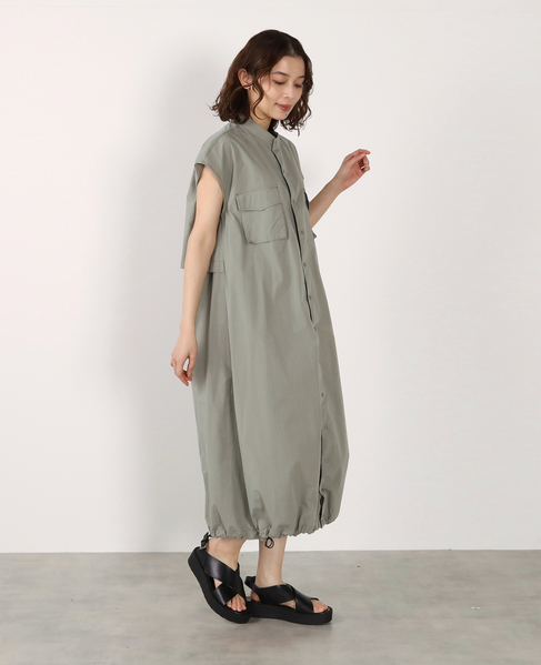 《別注》【RUSSELL ATHLETIC/ラッセルアスレチック】ドロストシャツワンピース 詳細画像 カーキ 9