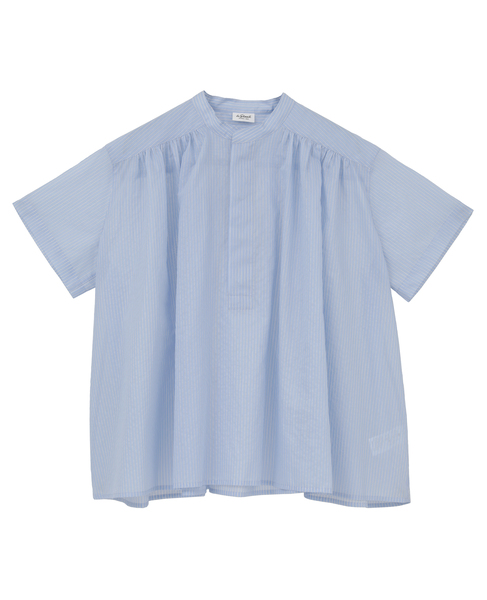 【LE GLAZIK/ル グラジック】ギャザーショートスリーブシャツ 詳細画像 ブルー系その他 1