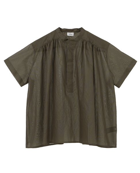 【LE GLAZIK/ル グラジック】ギャザーショートスリーブシャツ 詳細画像 ブラウン系その他 1