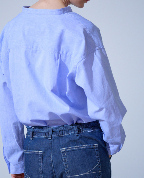 《別注》【 The Duchess Designs/ザ ダッチェス デザイン】綿麻裾ドロストシャツ 詳細画像 ブルー 4