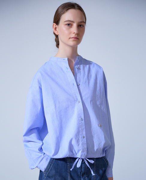 《別注》【 The Duchess Designs/ザ ダッチェス デザイン】綿麻裾ドロストシャツ 詳細画像 ブルー 5