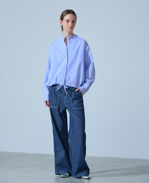 《別注》【 The Duchess Designs/ザ ダッチェス デザイン】綿麻裾ドロストシャツ 詳細画像 ブルー 6