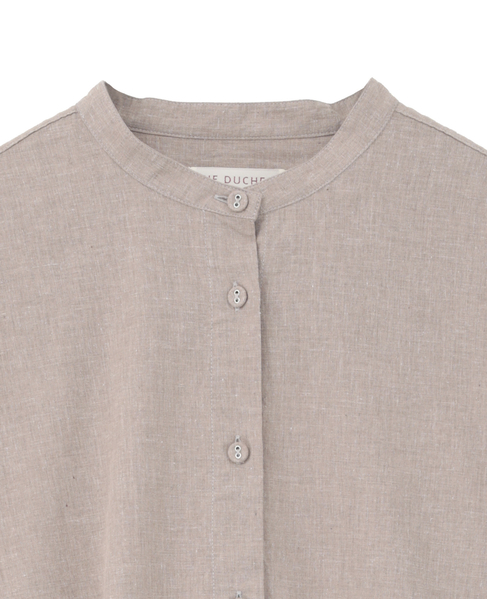 《別注》【 The Duchess Designs/ザ ダッチェス デザイン】綿麻裾ドロストシャツ 詳細画像 ブラウン 15
