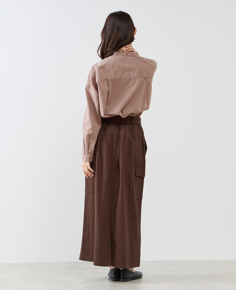 《別注》【 The Duchess Designs/ザ ダッチェス デザイン】綿麻裾ドロストシャツ 詳細画像 ブラウン 8