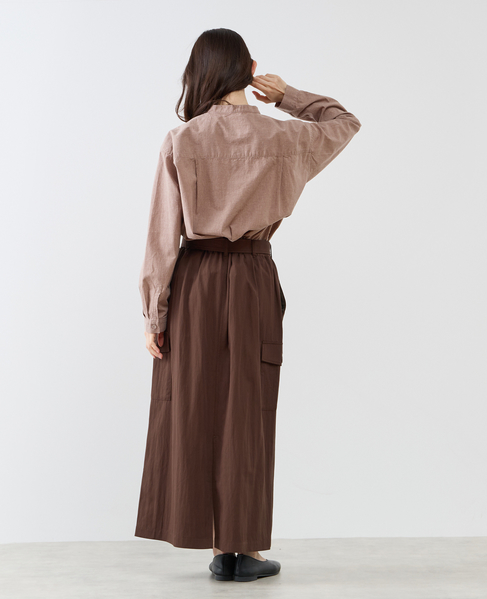 《別注》【 The Duchess Designs/ザ ダッチェス デザイン】綿麻裾ドロストシャツ 詳細画像 ブラウン 9