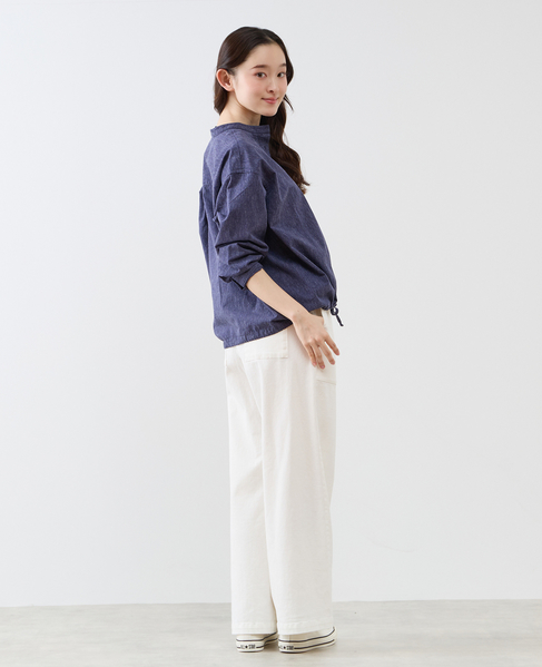 《別注》【 The Duchess Designs/ザ ダッチェス デザイン】綿麻裾ドロストシャツ 詳細画像 ネイビー 12