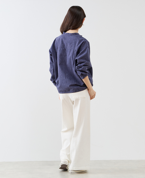 《別注》【 The Duchess Designs/ザ ダッチェス デザイン】綿麻裾ドロストシャツ 詳細画像 ネイビー 9