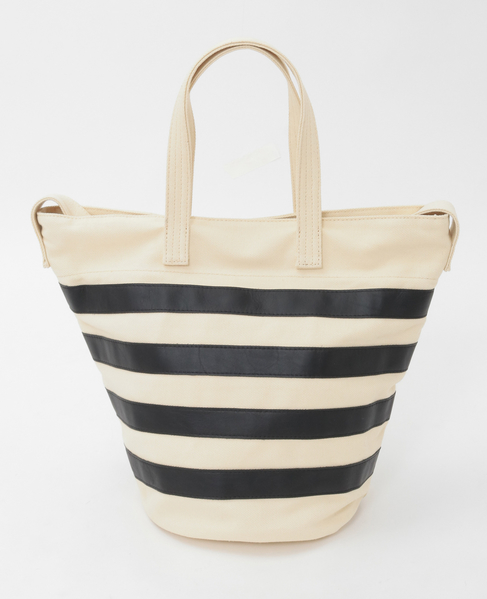 【Ampersand/アンパサンド】キャンバスボーダーバック 詳細画像 ナチュラル 1