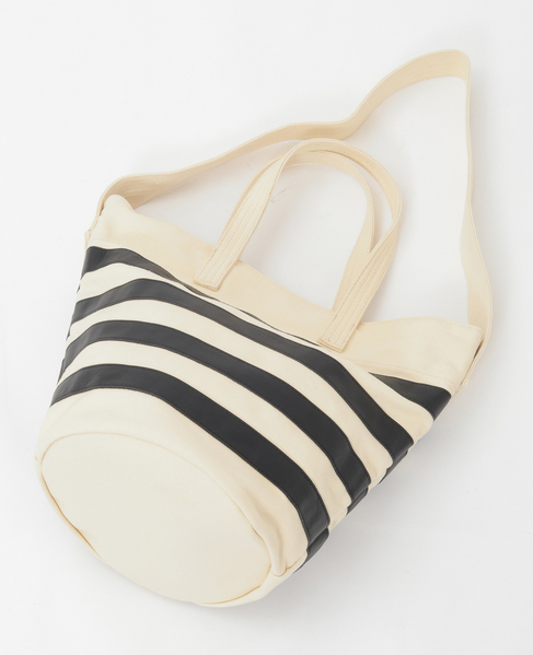 【Ampersand/アンパサンド】キャンバスボーダーバック 詳細画像 ナチュラル 4