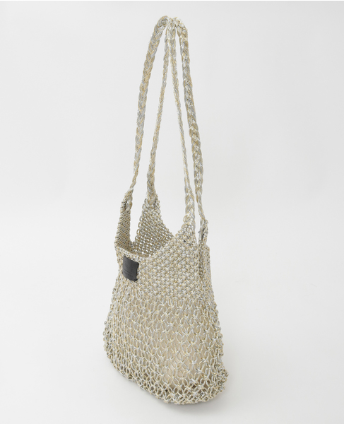 【Swaraj/スワラージ】メタリックマクラメショルダーバック 詳細画像 シャンパン 2