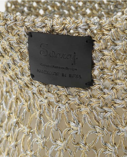 【Swaraj/スワラージ】メタリックマクラメショルダーバック 詳細画像 シャンパン 5