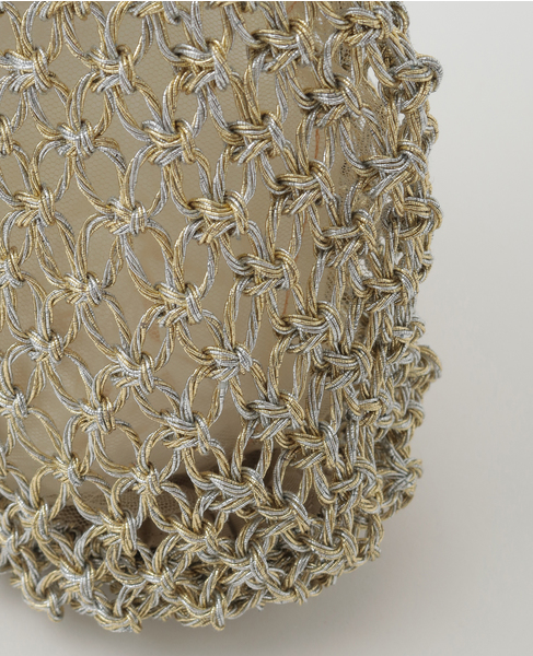 【Swaraj/スワラージ】メタリックマクラメショルダーバック 詳細画像 シャンパン 6