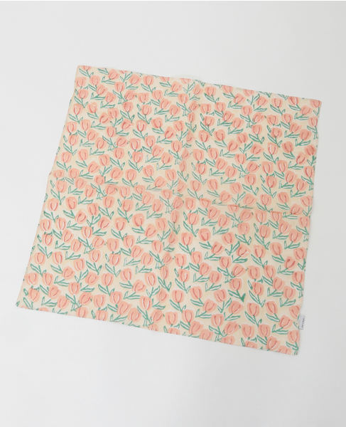 【チューリップブロックプリントハンカチ】 詳細画像 アイボリー 2