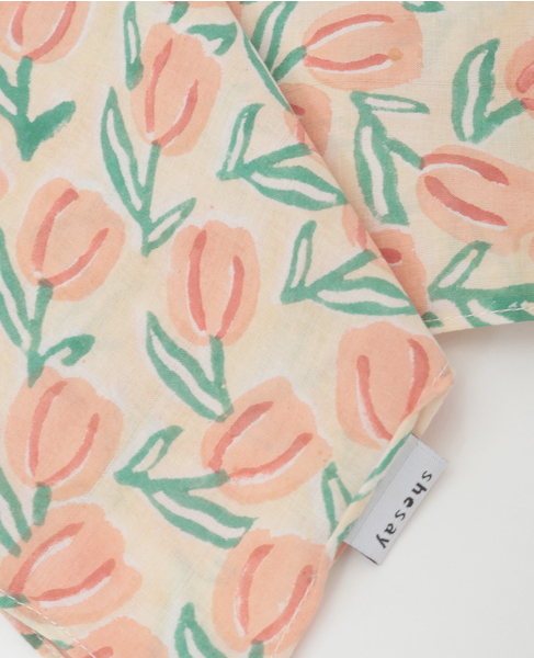 【チューリップブロックプリントハンカチ】 詳細画像 アイボリー 3