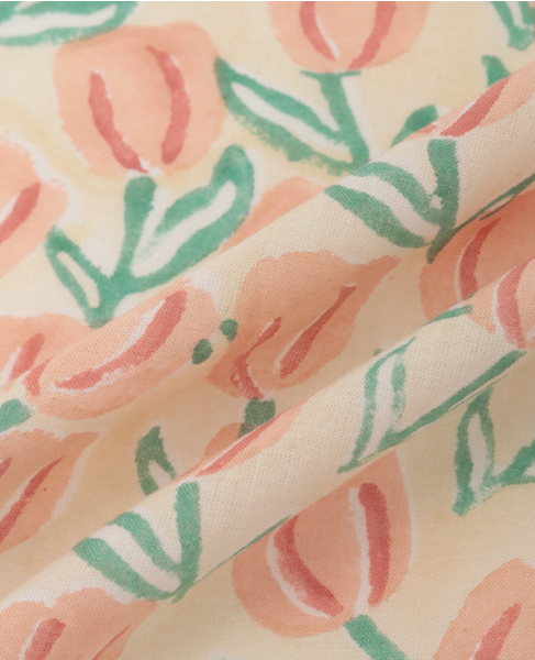 【チューリップブロックプリントハンカチ】 詳細画像 アイボリー 5