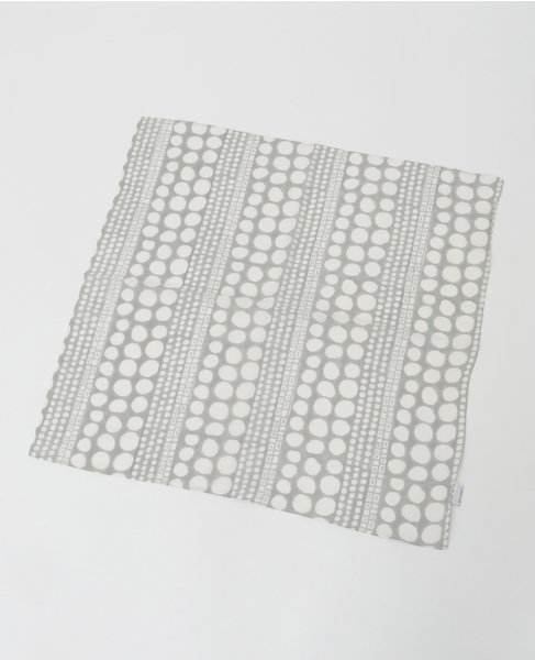 【ドット＆スクエアブロックプリントハンカチ】 詳細画像 グレー 2