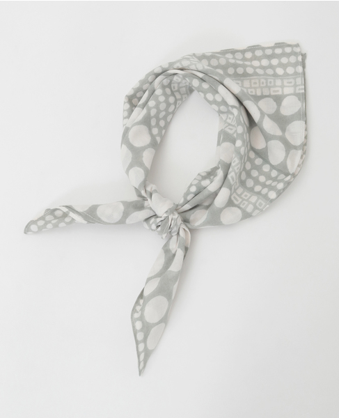 【ドット＆スクエアブロックプリントハンカチ】 詳細画像 グレー 4