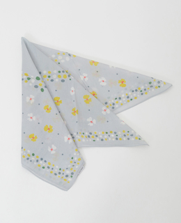 花とランダムドットのパネルスカーフ