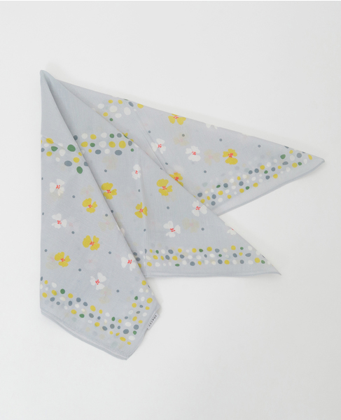 花とランダムドットのパネルスカーフ 詳細画像 グレー 1