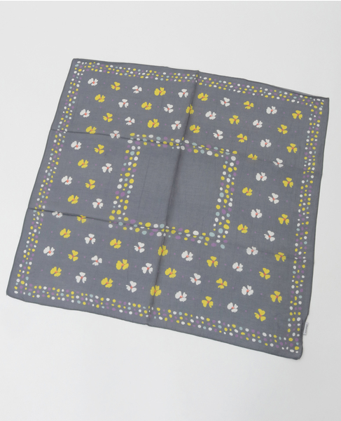花とランダムドットのパネルスカーフ 詳細画像 ダークグレー 2