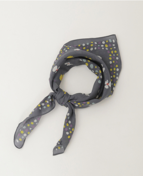 花とランダムドットのパネルスカーフ 詳細画像 ダークグレー 4