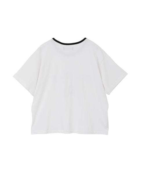 【AMOU/アモウ】バイカラーネックTシャツ 詳細画像 オフホワイト 2