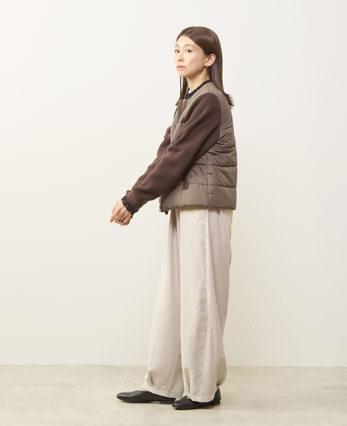 【中綿×ニットZIPノーカラーブルゾン】 詳細画像 ブラウン 4