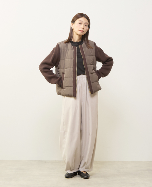 【中綿×ニットZIPノーカラーブルゾン】 詳細画像 ブラウン 8